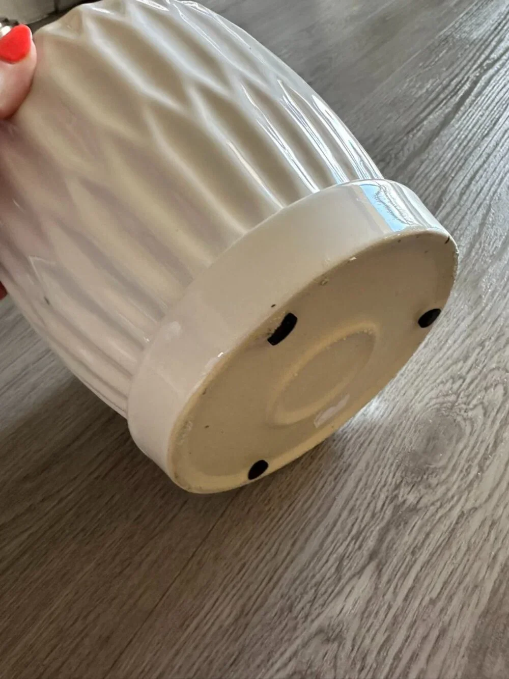 White Round Glass Ceramic Planter with Drainage 6.5